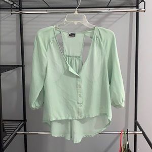 Sparkle and Fade mint green sheer top